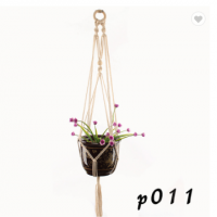 采购产品编织植物吊架室内室外悬挂种植篮棉绳，植物吊架编织花