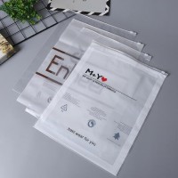 定制印刷透明磨砂拉链顶部塑料袋服装包装袋