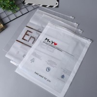 定制印刷透明磨砂拉链顶部塑料袋服装包装袋