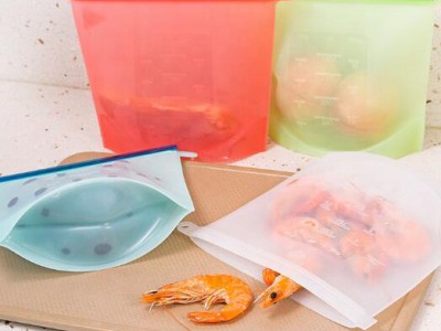 食品保鲜厨房烹饪自封密封三明治可重复使用的硅胶食品储存袋