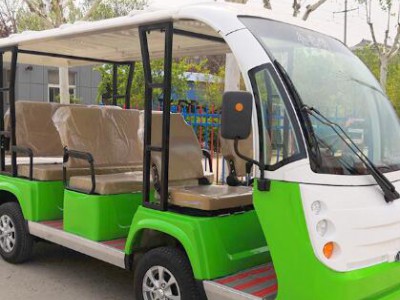 定制绿色套装白色电动观光巴士11座盖